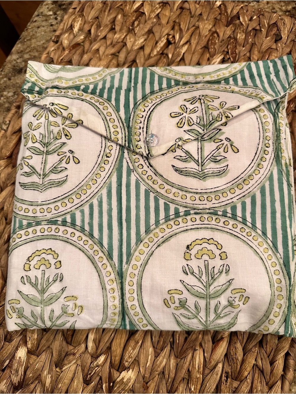 Green Floral Block-Print Pajama Set NWT